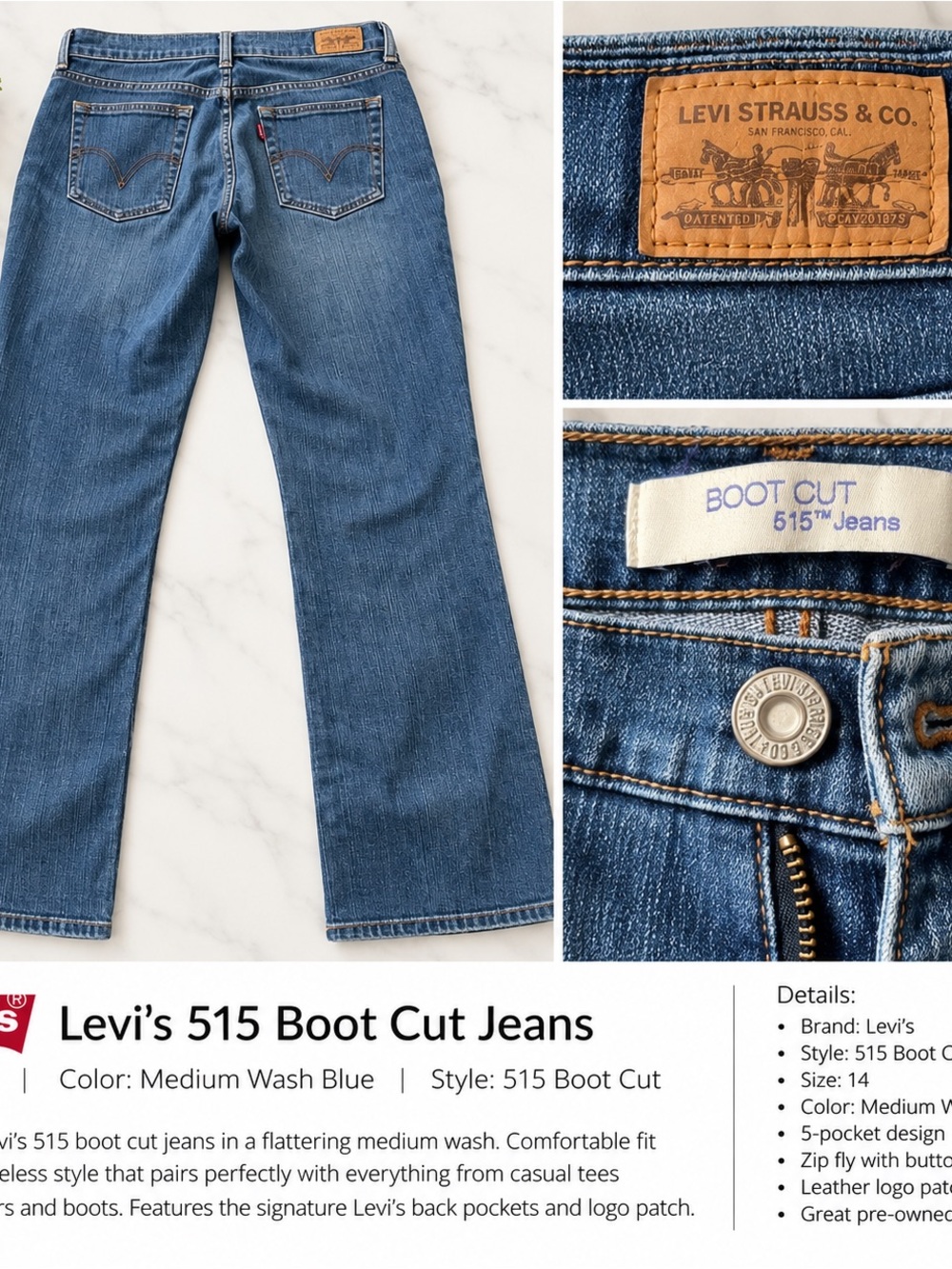 Levi's Boot Cut Jeans in Medium Wash Blue